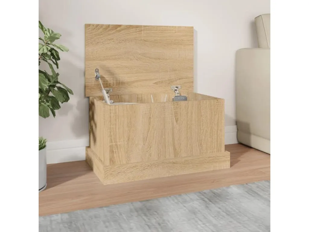 Baúl de almacenaje Nidovia en madera contrachapada de roble 50x30x28 cm marrón. aql3138999