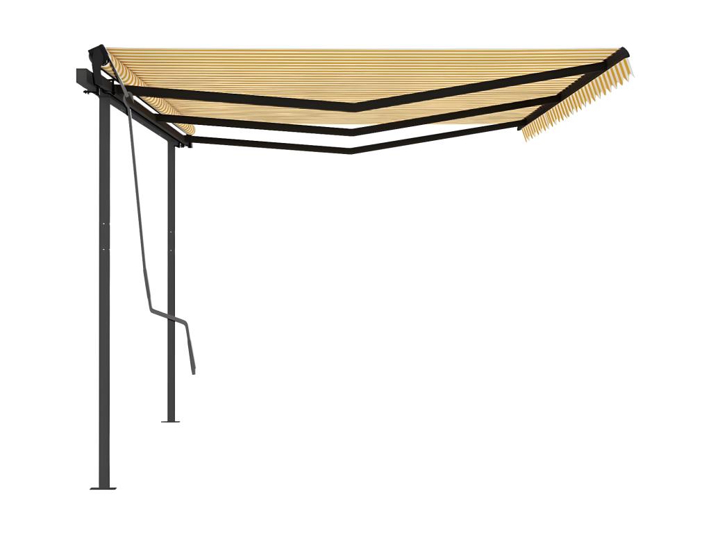 Toldo retráctil automático con varillas 6x3m Amarillo y blanco