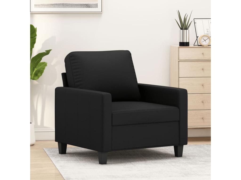 Sillón cuero sintético negro 60 cm