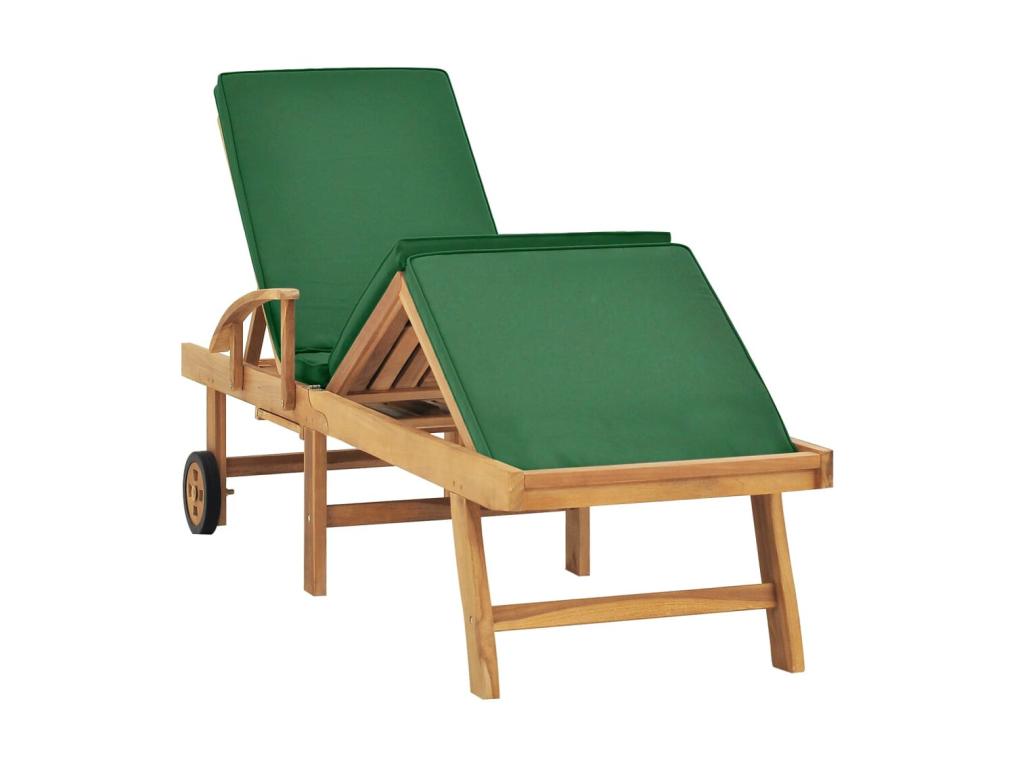 Sillón con cojín Madera maciza de teca Verde