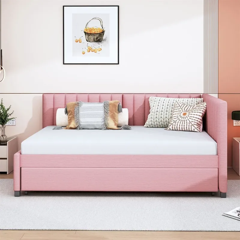 Merax Upholstered Full-Size Daybed with Trundle Feature
