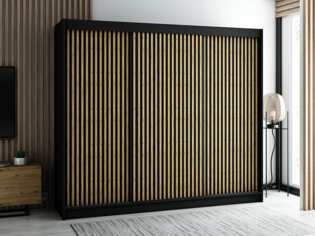 ARMARIO Nestleare 1 DE PUERTAS CORREDERAS 200/250/62 3 puertas negro/negro/artisan
