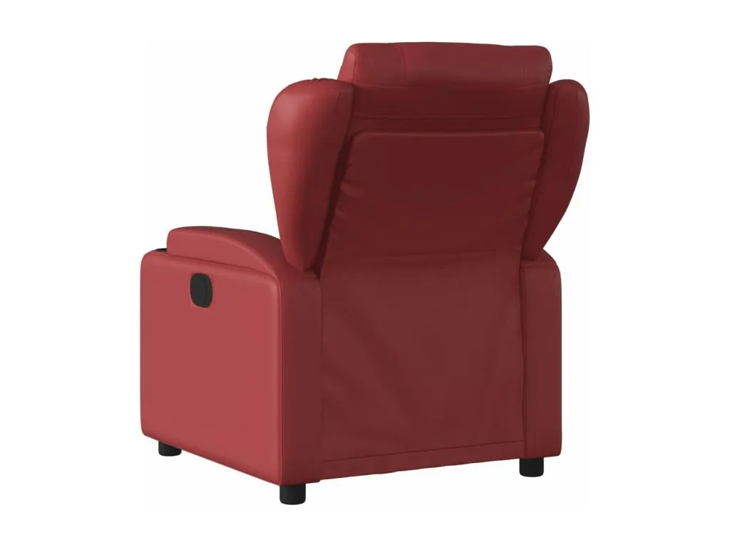 Sillón reclinable eléctrico de cuero sintético rojo tinto
