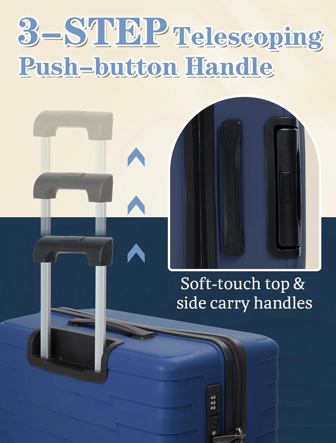 5-piece luggage set with wheels, ABS hardshell suitcase with spinner wheels