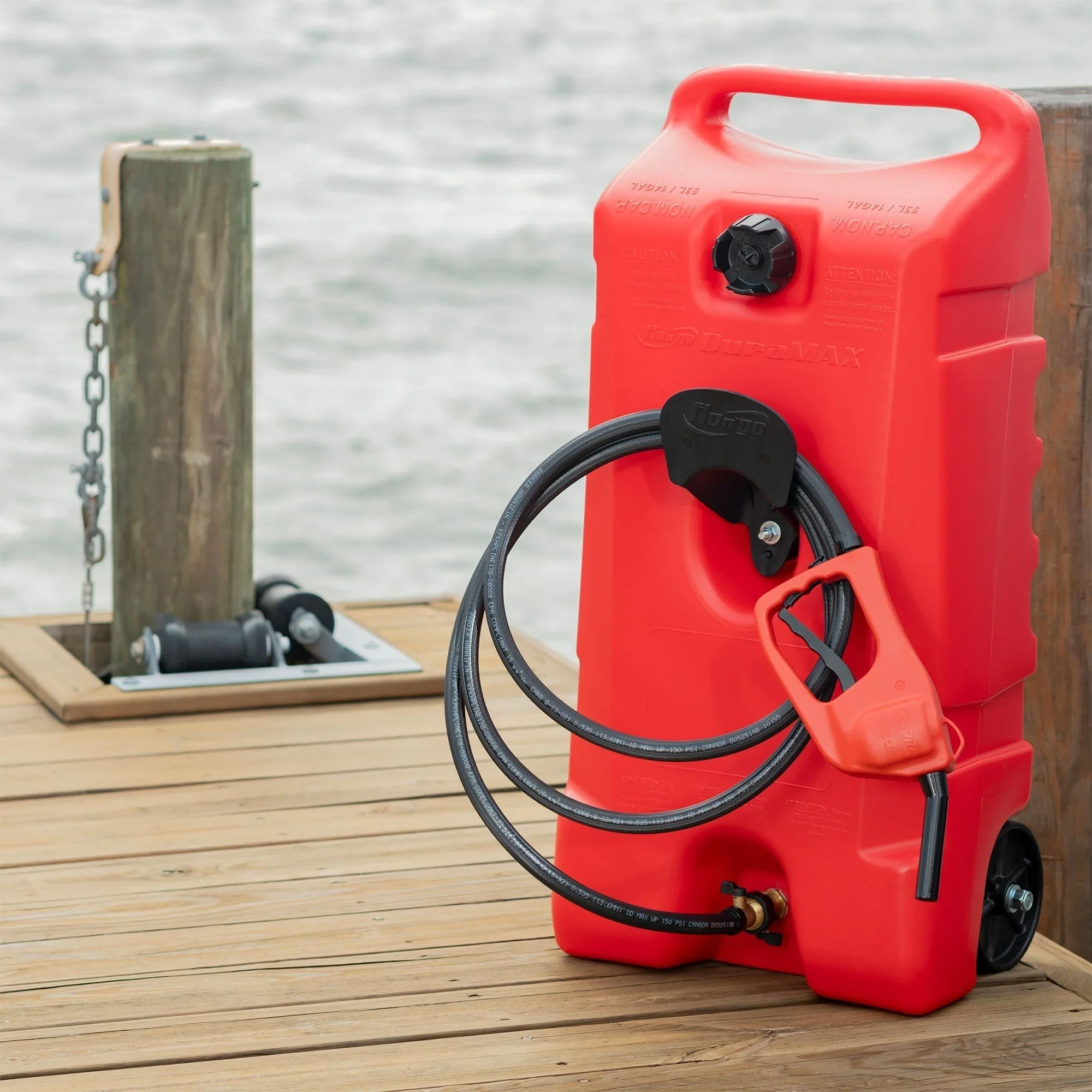 14 Gallon Portable Gas Fuel Tank with Pump, 2 Pack, Red