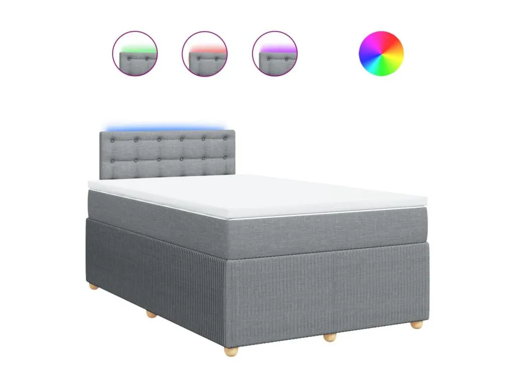 Cama box spring con colchón tela gris claro 120x190 cm qhe3519661