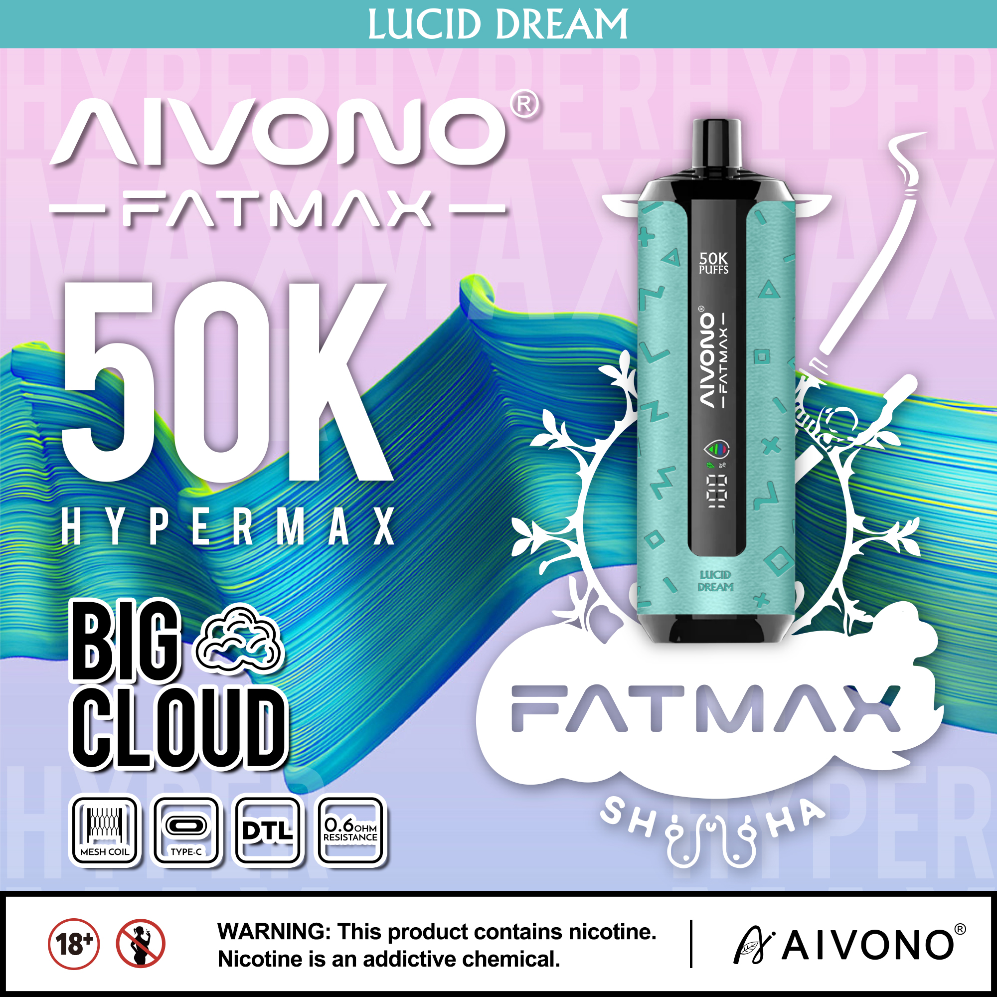 AIVONO AIM FATMAX 50000 Puffs Disposable Shisha Vape