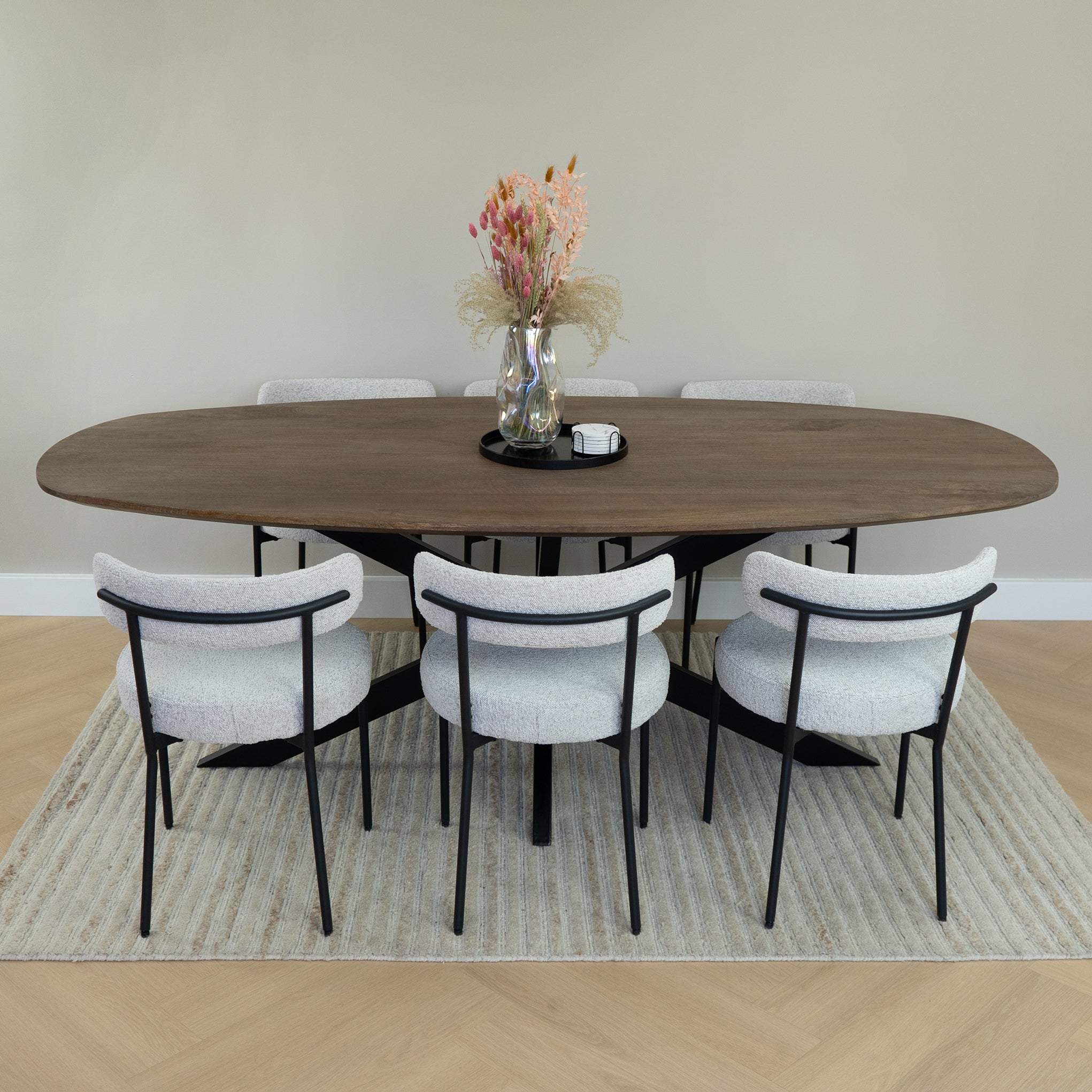 QUVIO Houten dienblad rond - Maat L - Diameter 30 cm - Zwart