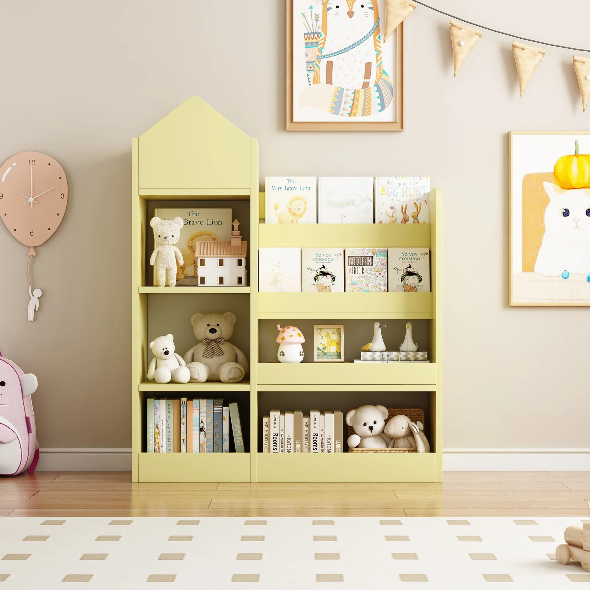PAPROOS Kids Bookshelf, Wooden Kids Bookcase with Toy Storage Organizer Cabinet, Children Multi Shelf Cubby for Classroom, Kids Bedroom, Nursery, Wood - Image 26