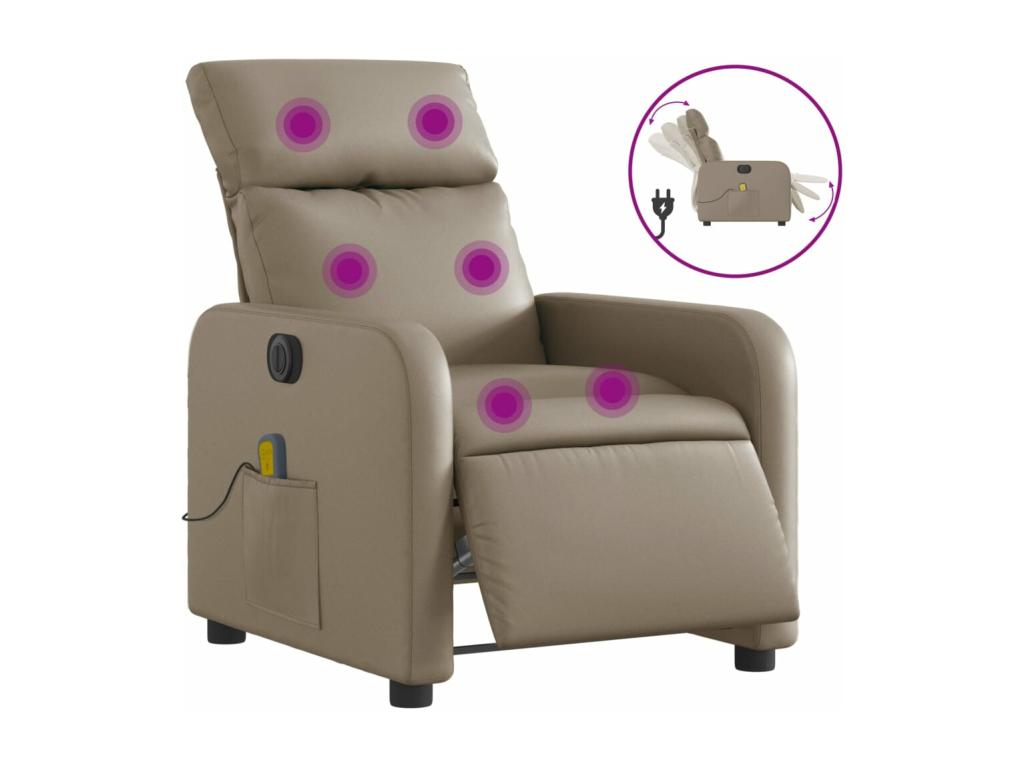 Sillón reclinable de masaje eléctrico cuero sintético capuchino