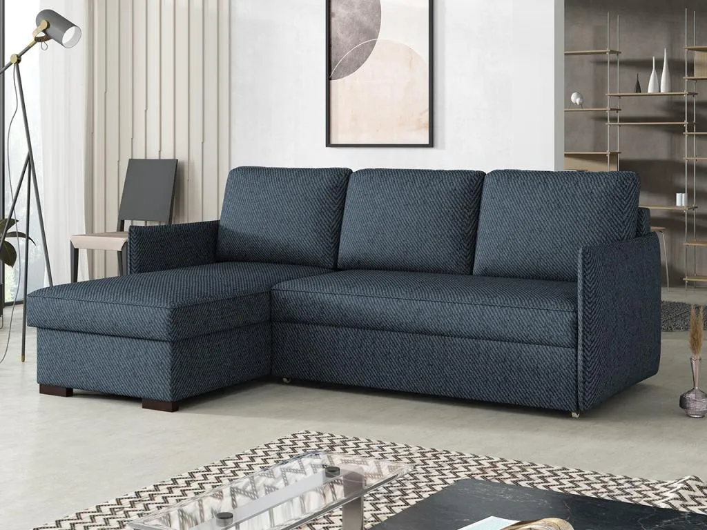 Sofá rinconero Decoencanto 208 Azul Función de descanso Caja de ropa de cama 220x160cm