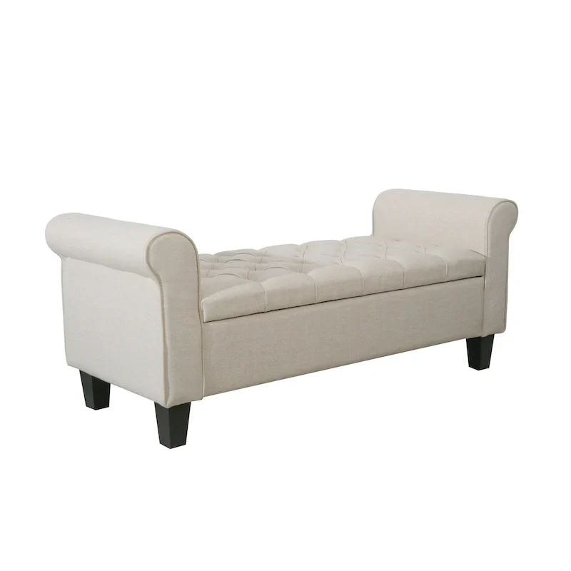 Porthos Home Theon Fabric Button-Tufted Flip-Top Storage Bench
