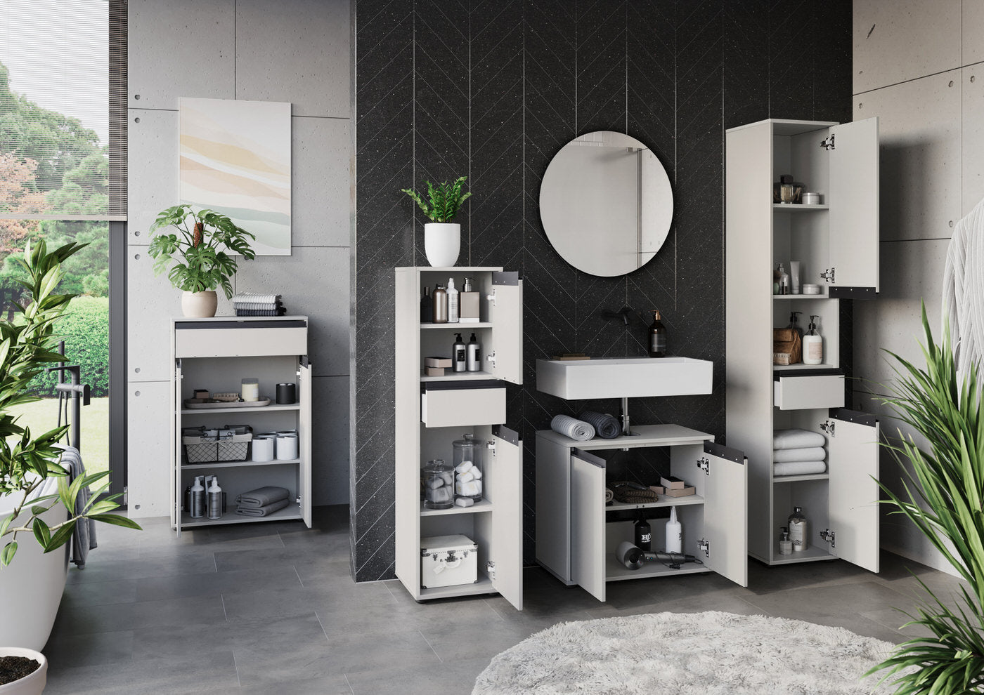 Germania Lemont Steengrijs Wastafelonderkast 63 cm