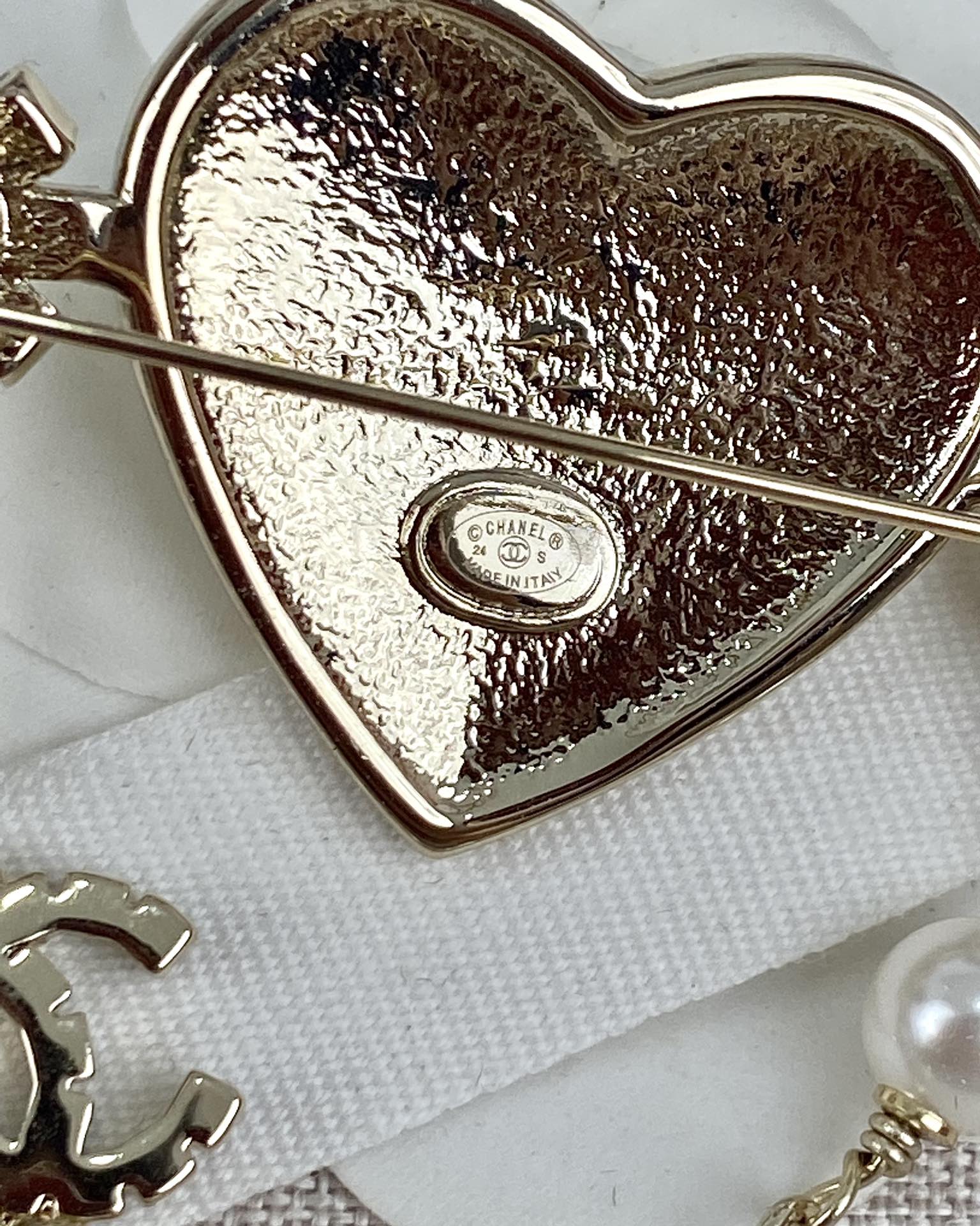 Chanel Heart with Chain Brooch Pin - Original Replica Club