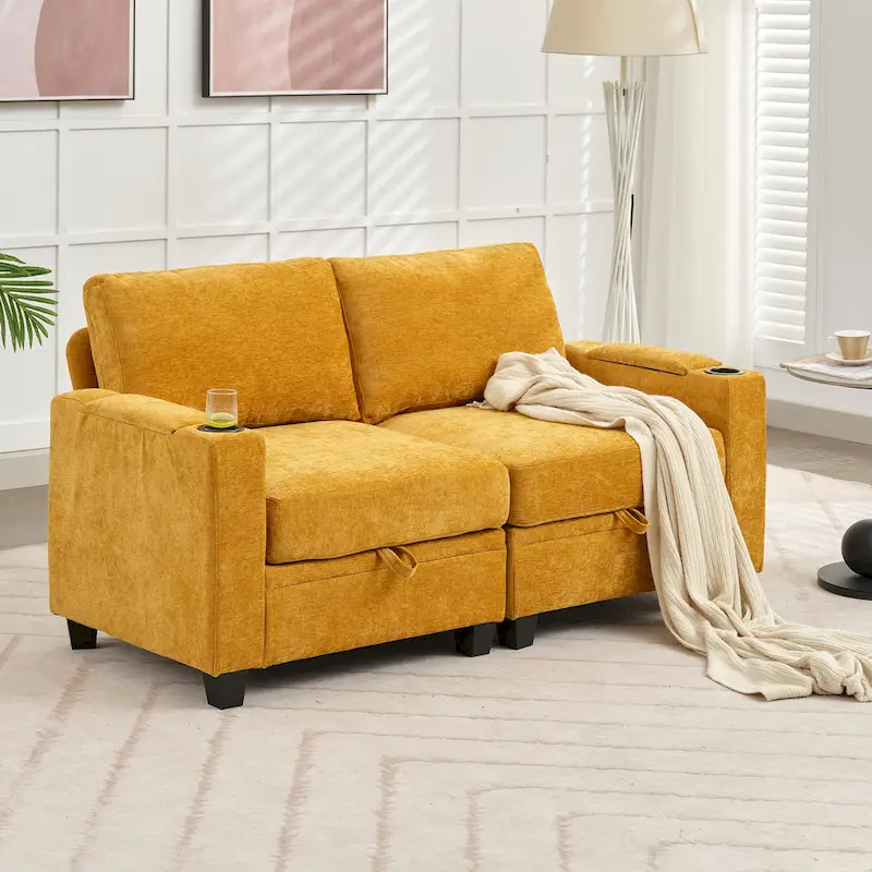 Versatile Chenille Storage Loveseat Sofa
