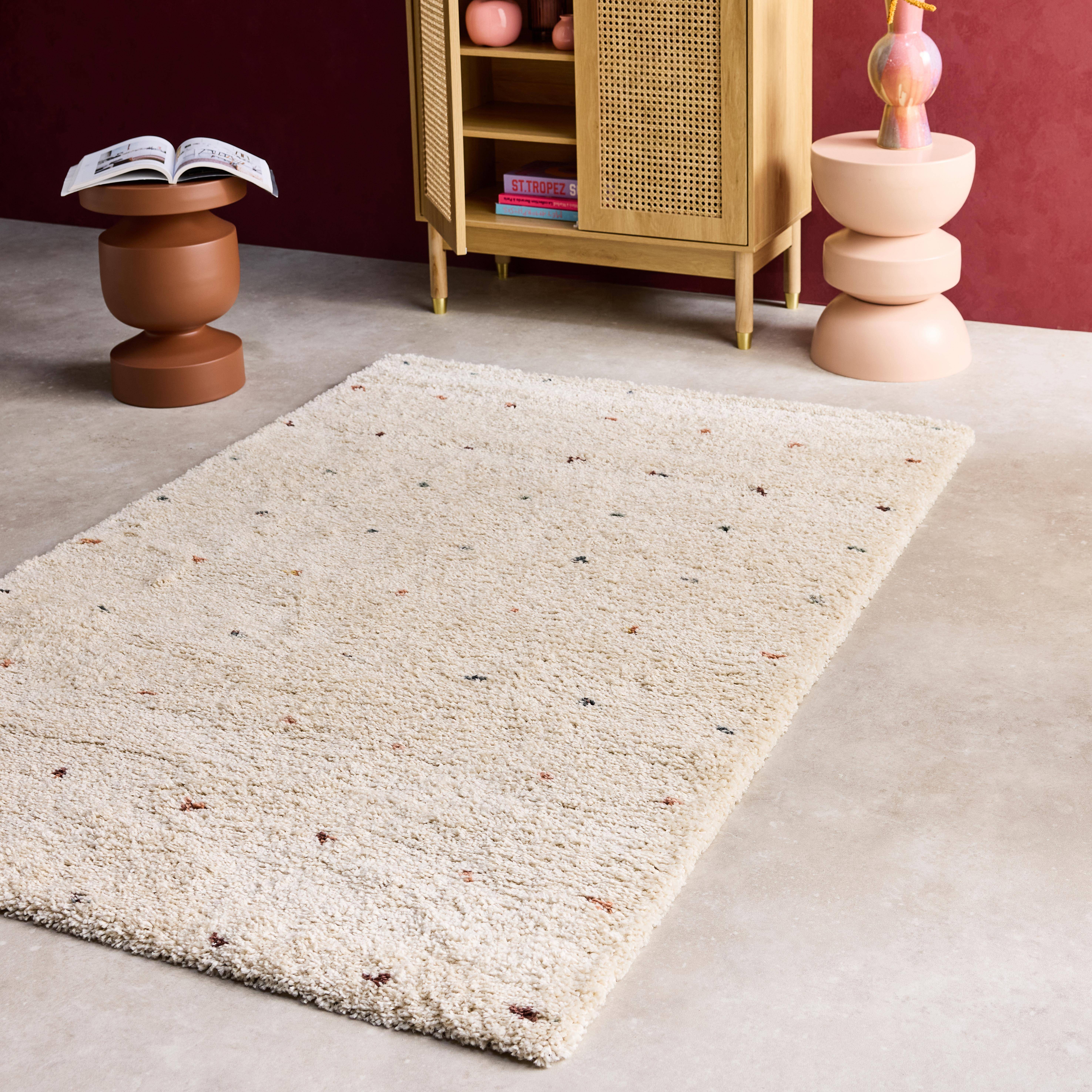 Hazel - Alfombra infantil de lunares, alfombra interior crema y multicolor