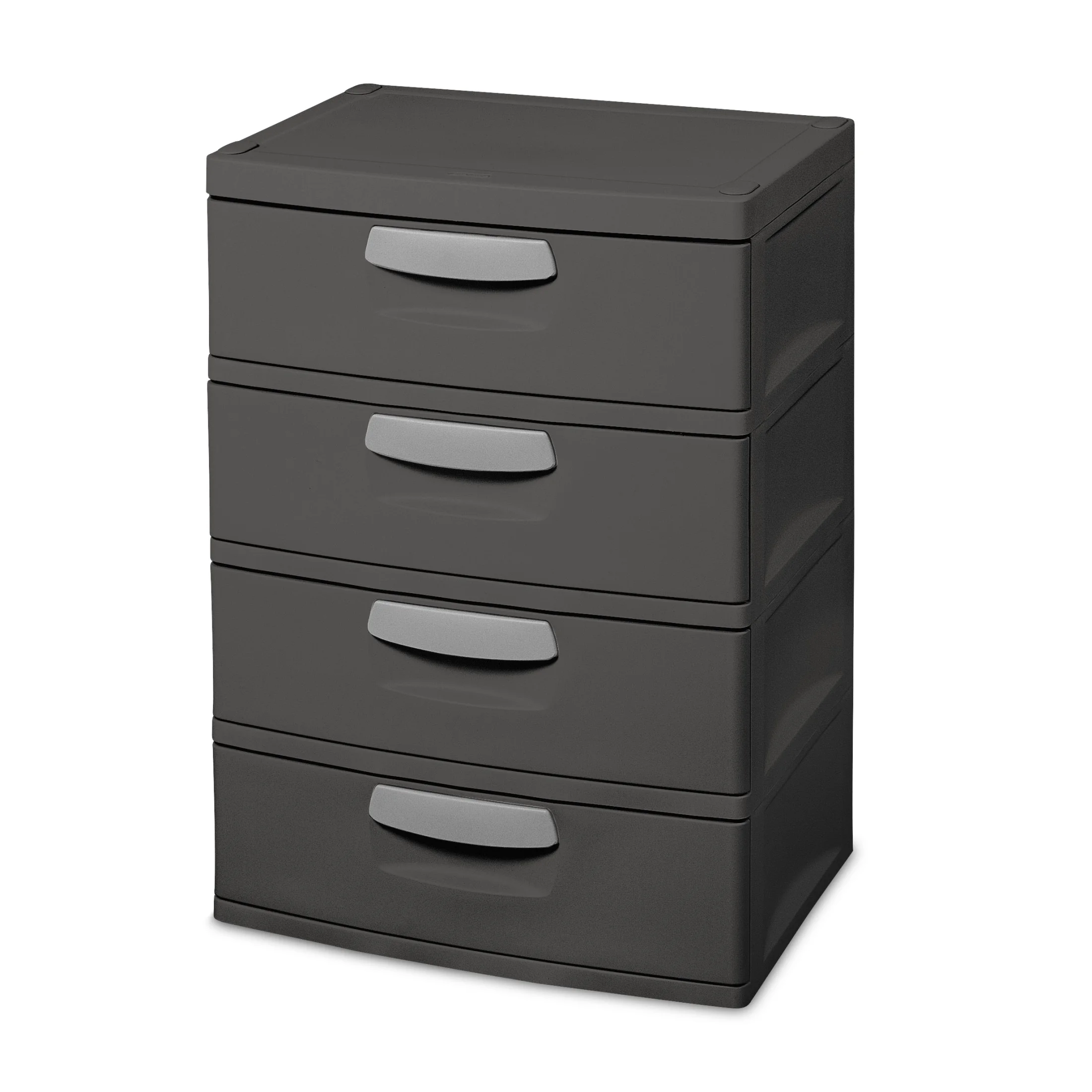 Sterilite 4 Drawer Unit, Durable Plastic Storage Solution for Garages and Basements, Dark Gray(Dark Gray/Single)