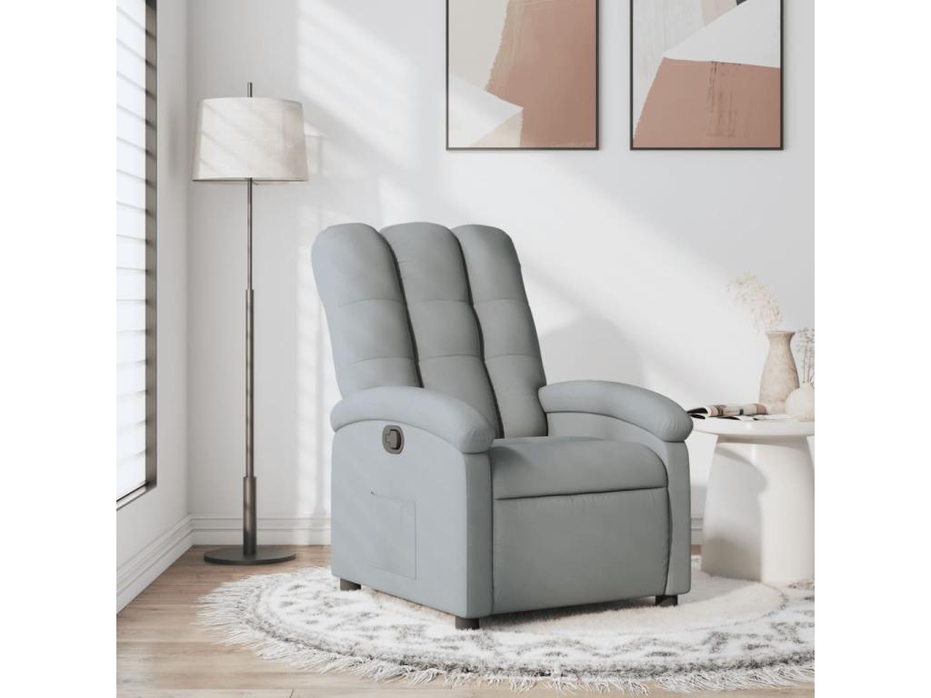Sillón reclinable de tela gris claro