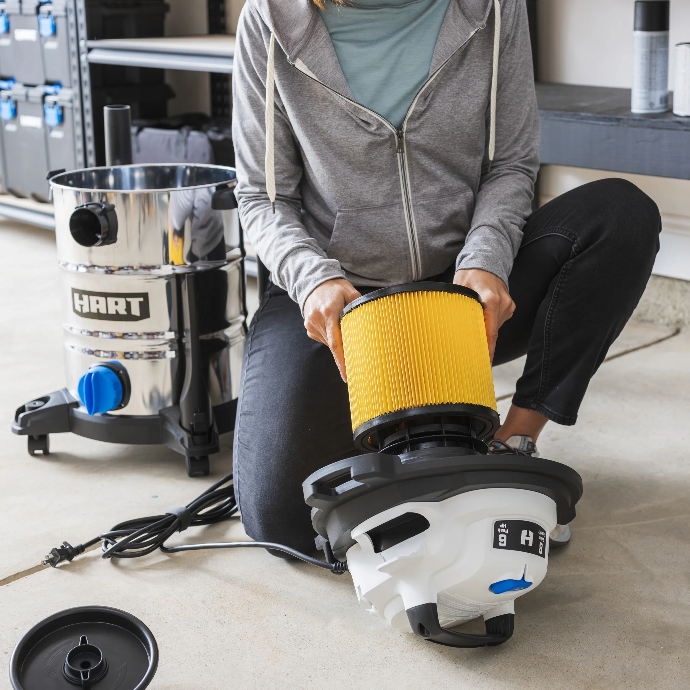 HART 8 Gallon 6 Peak HP Stainless Steel Wet/Dry Vacuum, VOC812SF 3702 - Image 5