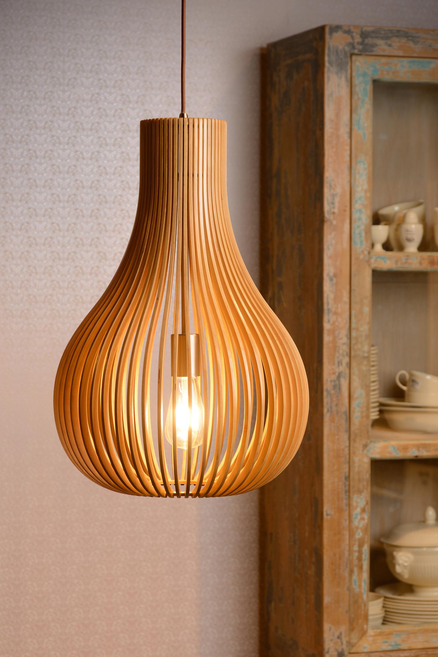 Lucide BODO Hanglamp - Licht hout