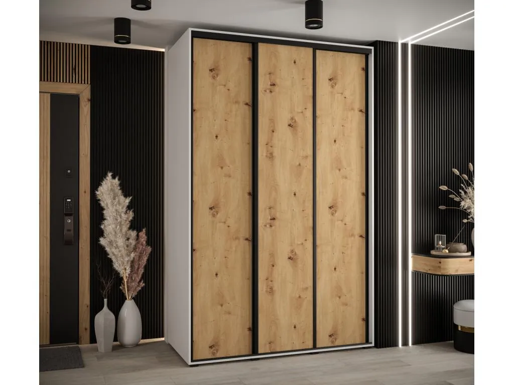 ARMARIO Banakdecoracion 1 DE PUERTAS CORREDERAS 235.2/120/45 3 puertas (Blanco/Artisan/Negro) IWCI14088
