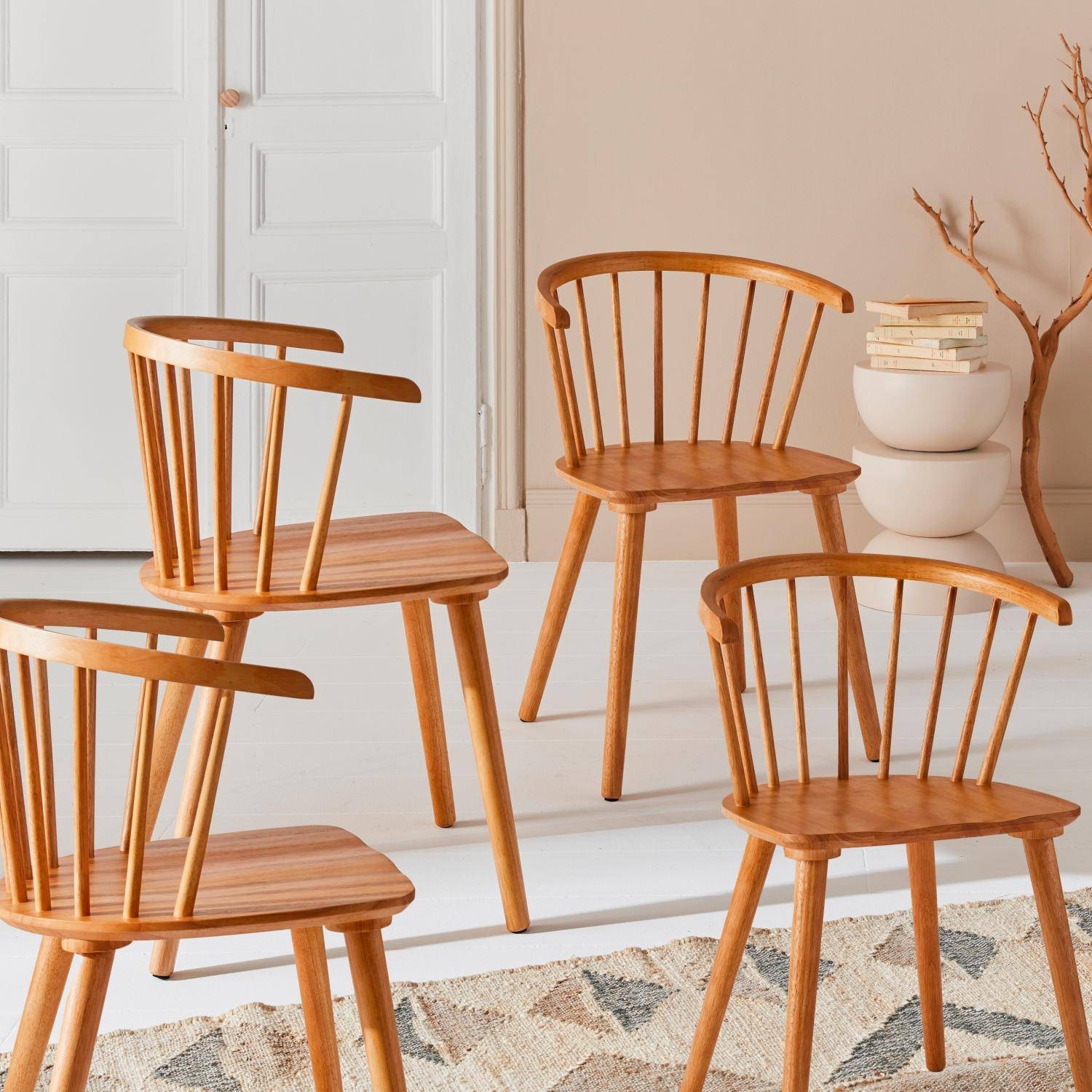 Paula - Silla de bar de madera, set de 4