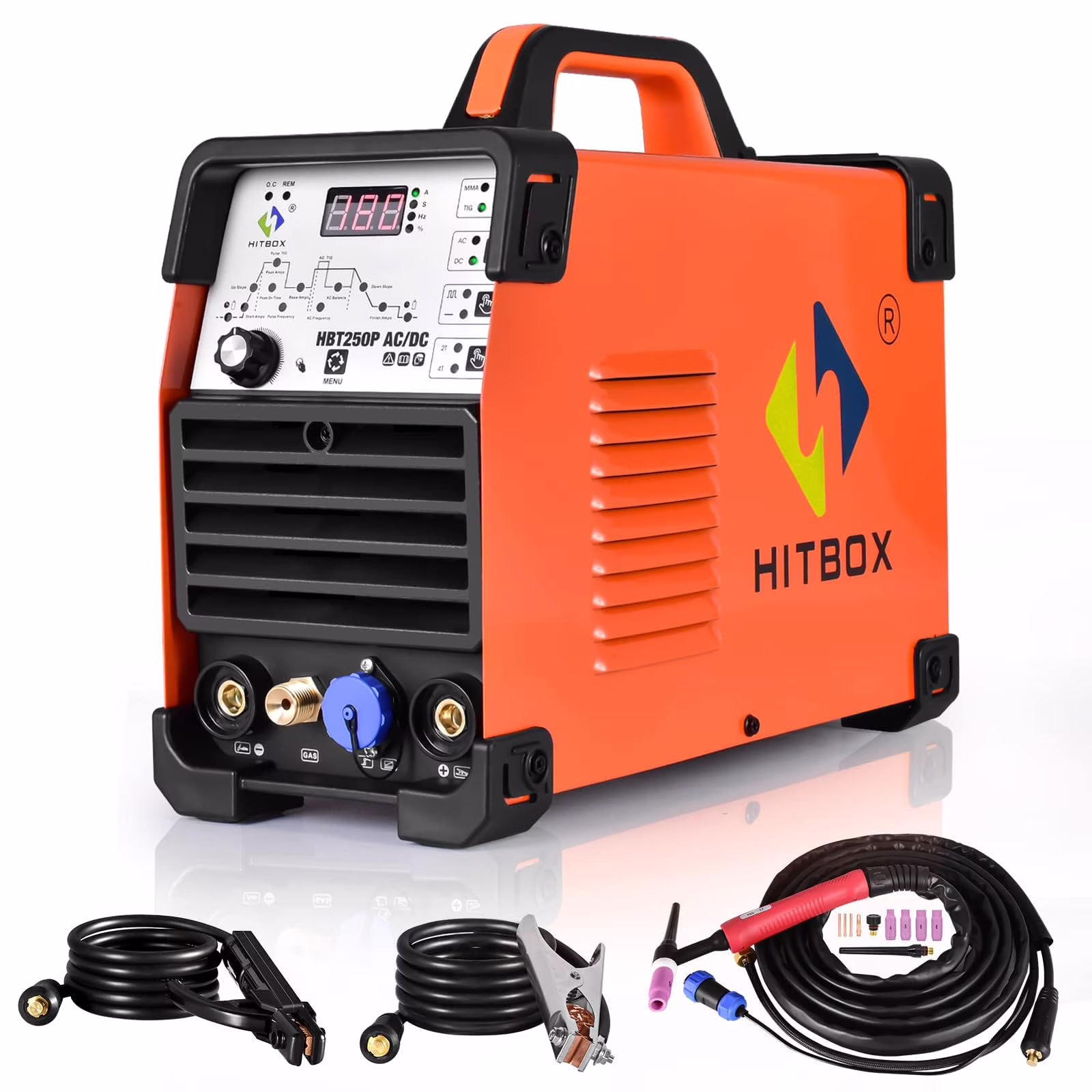 HITBOX 200A AC/DC Aluminum Tig Welder with Pulse, IGBT 2T/4T Digital Inverter STICK/TIG 220V TIG Welding Machine