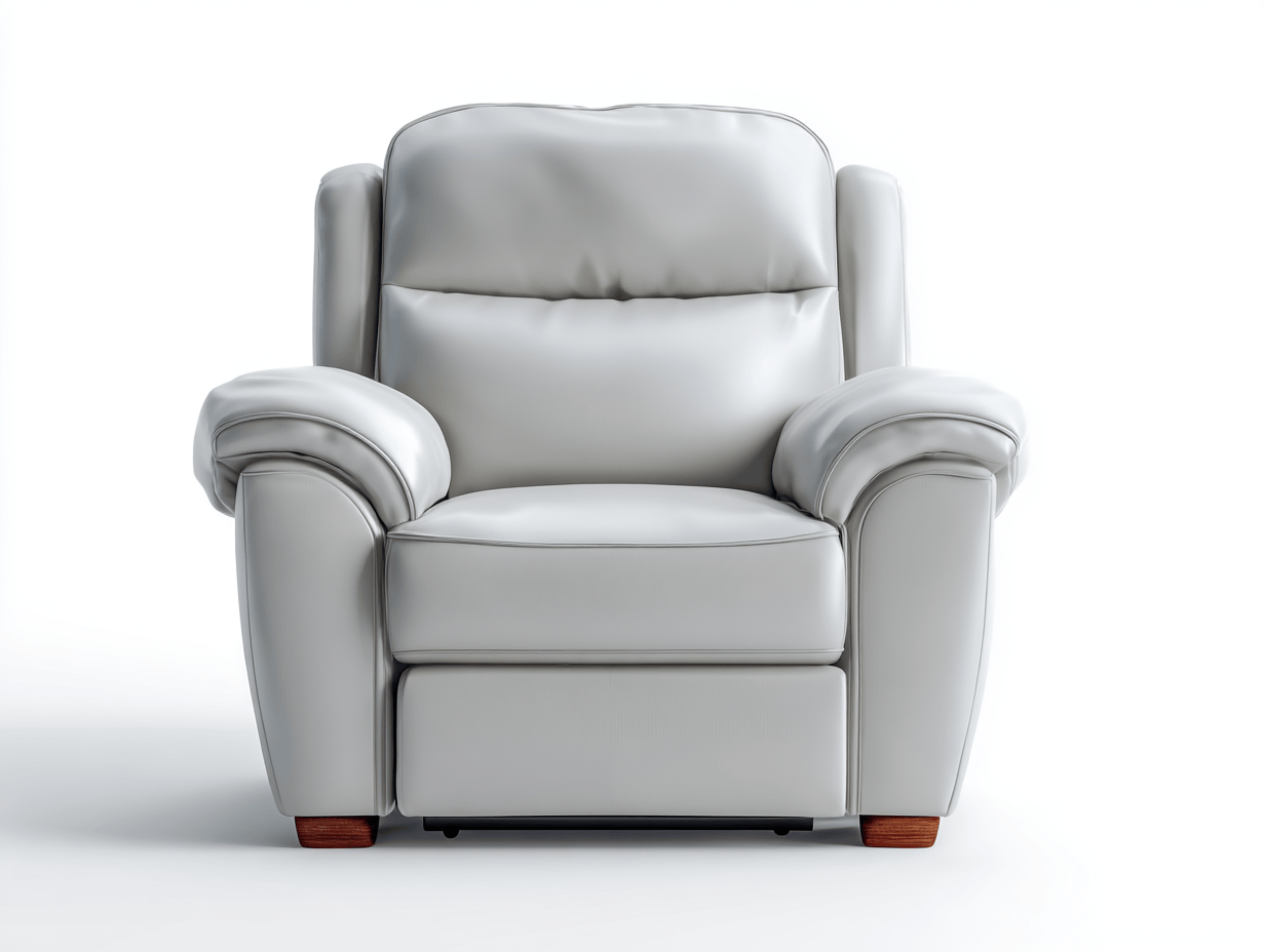 Sillón reclinable eléctrico en piel sintética gris claro 105×98×102 cm – con apoyabrazos acolchados y respaldo alto con un cojín de respaldo