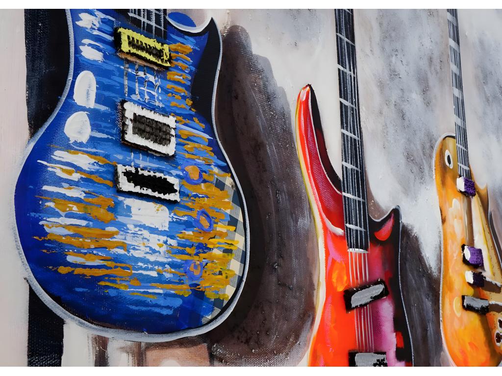 Pintura al óleo guitarras pintadas a mano