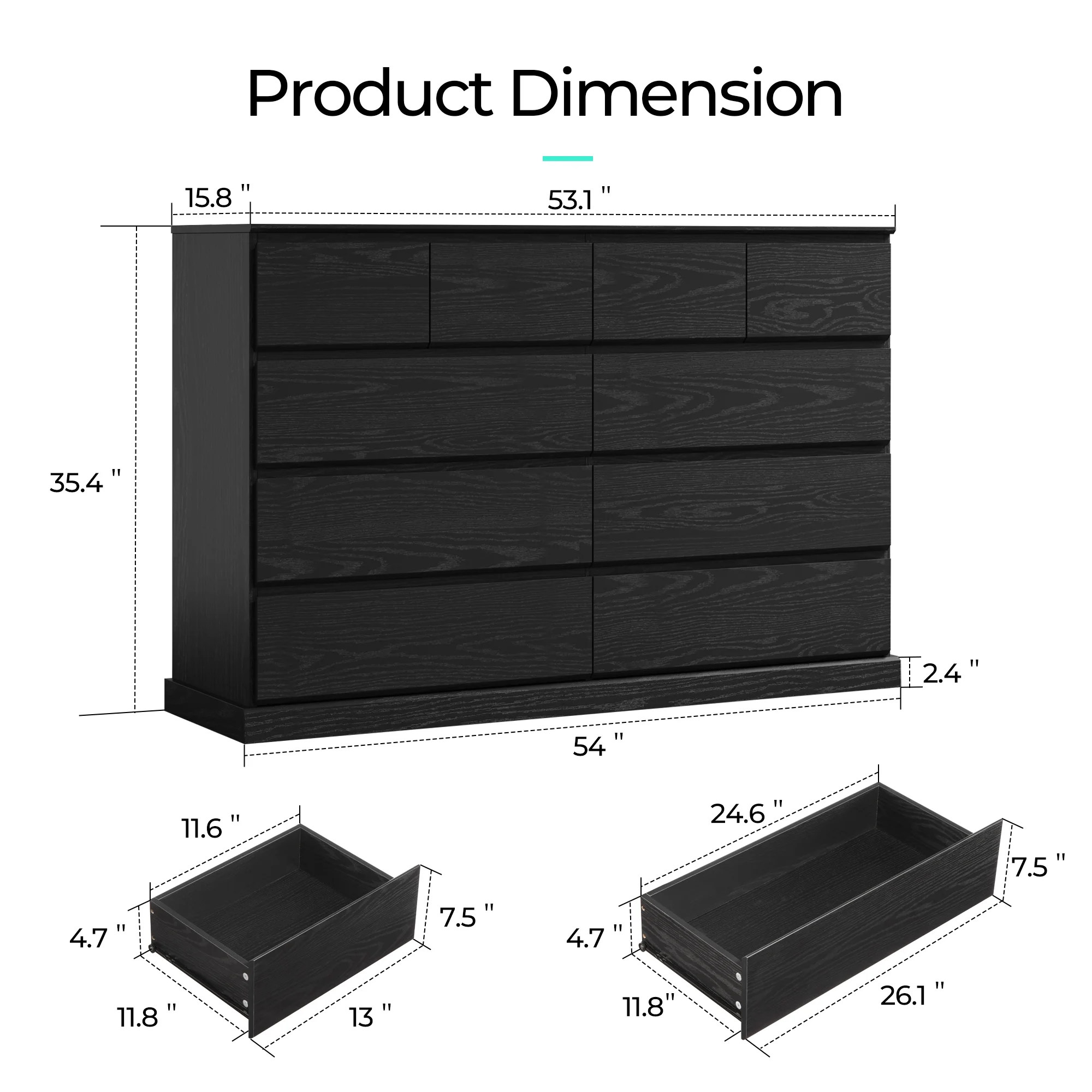 Linsy Home Modern Wood Dressers for Bedroom, Wide Chest of 9 Drawers, White - Image 10