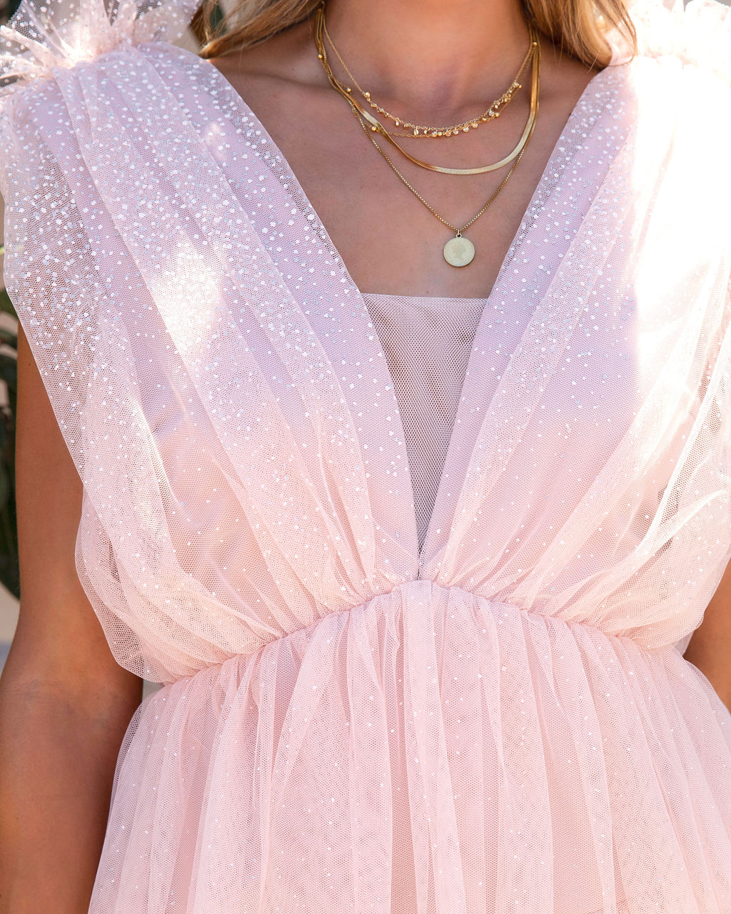 Glitter Always Tulle Tiered Mini Dress - Pink - FINAL SALE - Se7enfashion