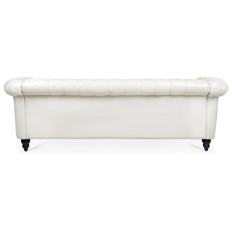 Cream 84.65 Traditional Chesterfield 3-Seater Sofa in PU Leather