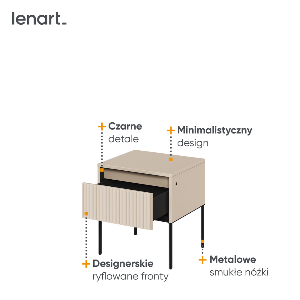 by fonQ Brive Nachtkastje met Lade met Verlichting - Zand