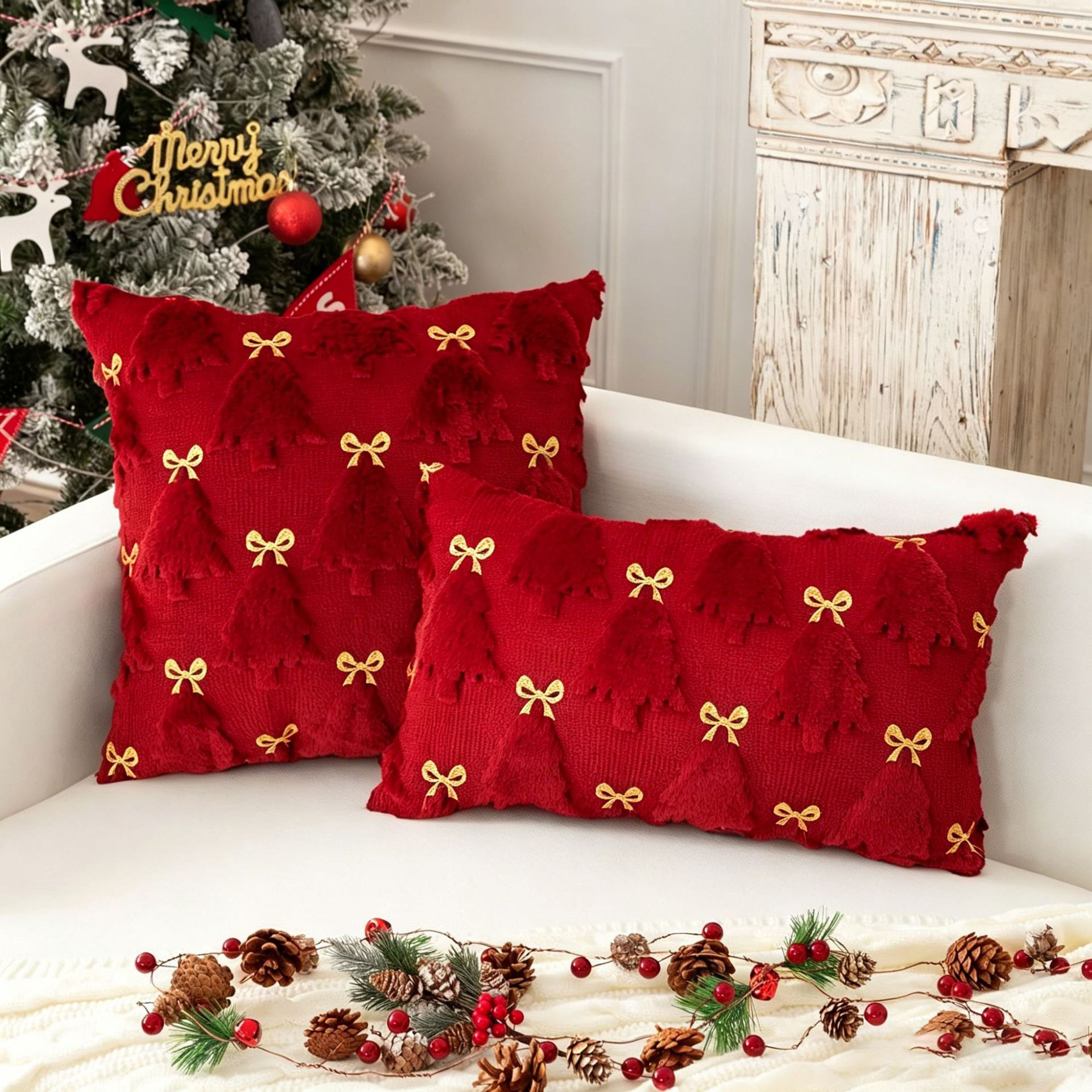 Christmas Throw Soft Faux Fur Pumpkin Autumn Harvest Fluffy Plush Pillow Cases for Couch Cushion Covers