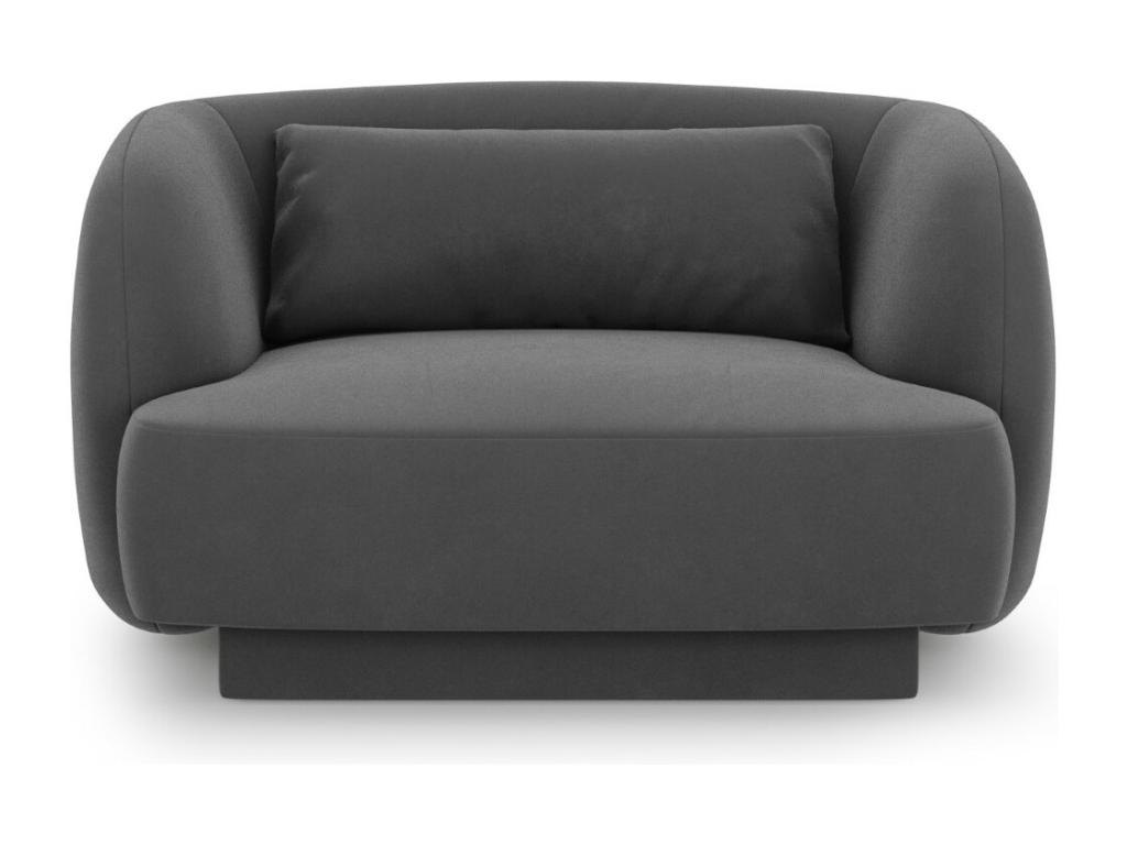 Sillón Confortzx de terciopelo gris - 103x90x70cm