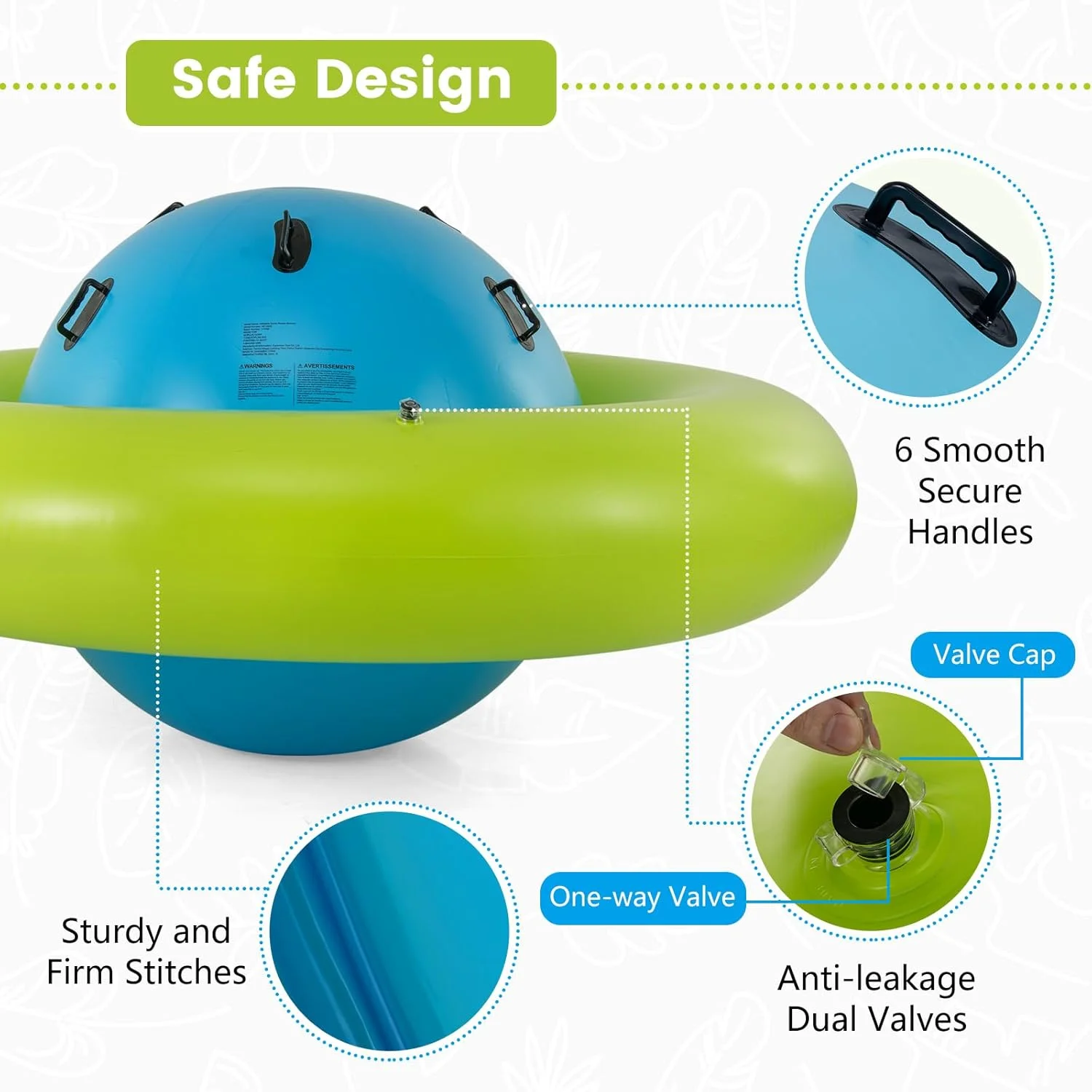 OLAKIDS 8FT Inflatable Dome Rocker Bouncer, Outdoor Kids Giant Roll and Play Seesaw Rocker with 6 Secure Handles, Max Weight 250 LBS, Toddlers Climbing Toy Backyard Play Center Equipment - Image 12