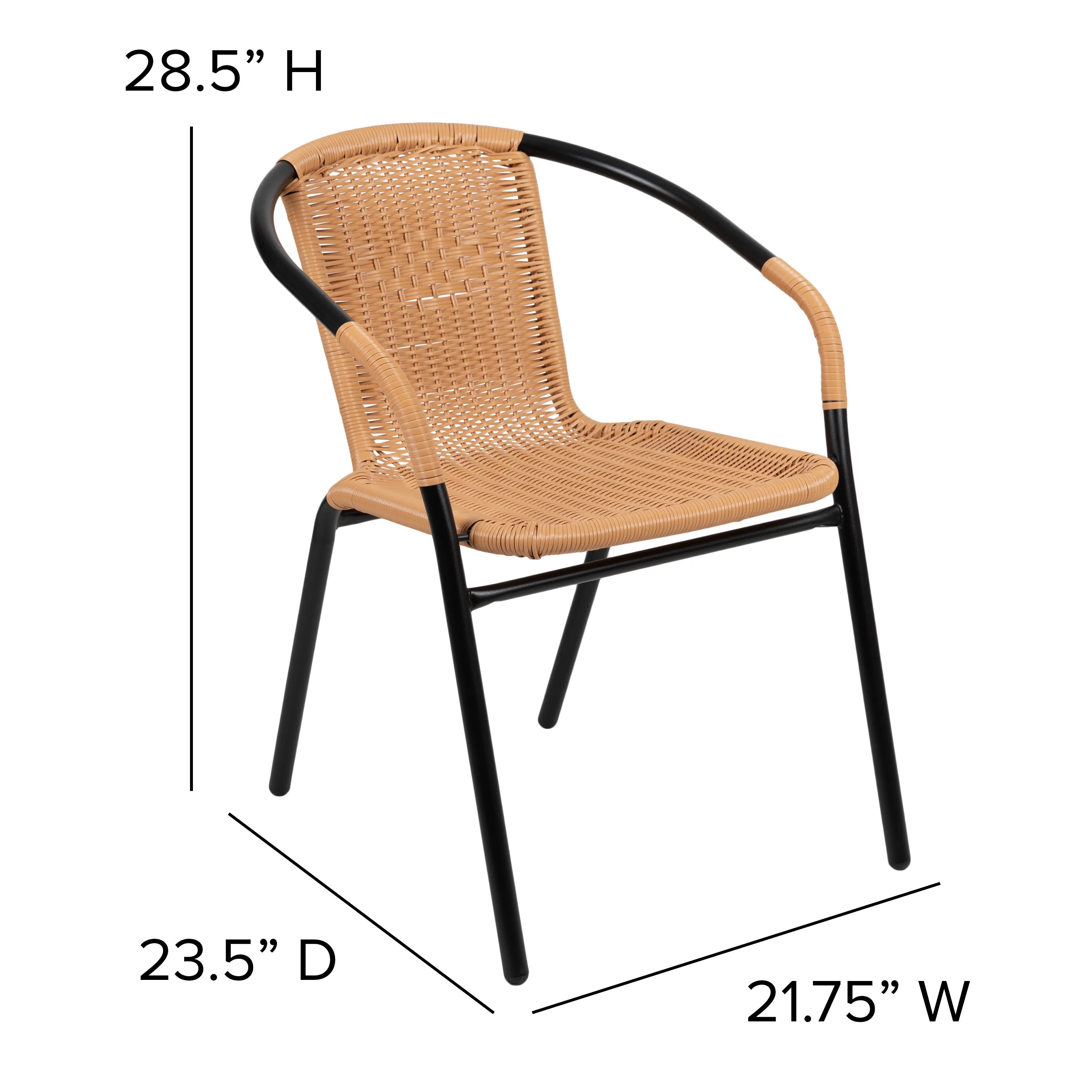 Emma + Oliver Indoor/Outdoor Stacking Rattan Restaurant Patio Chairs, Set of 2, Gray - Image 37