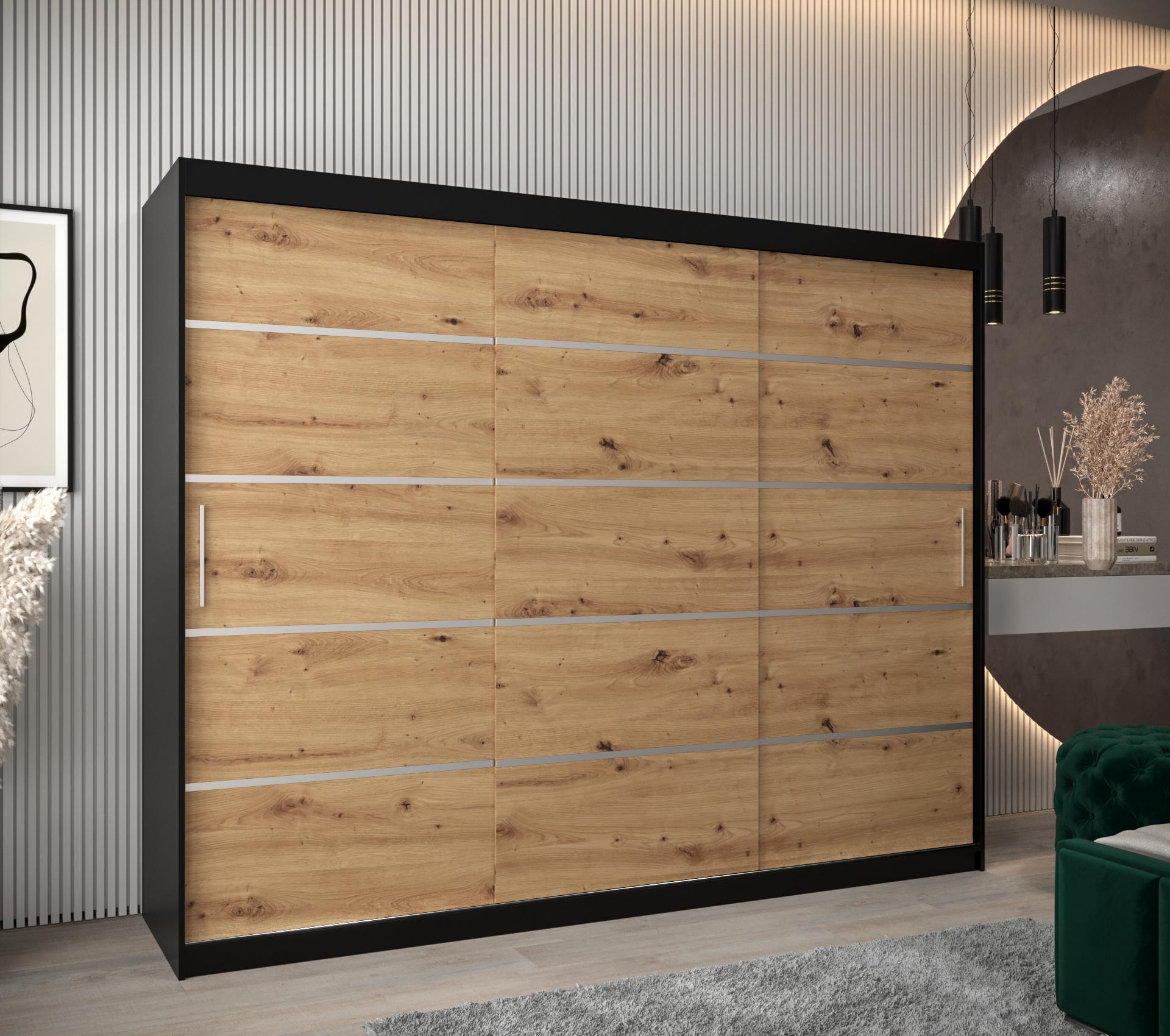 ARMARIO VERONA 1 DE PUERTAS CORREDERAS 200/250/62 3 puertas (negro/artisan)