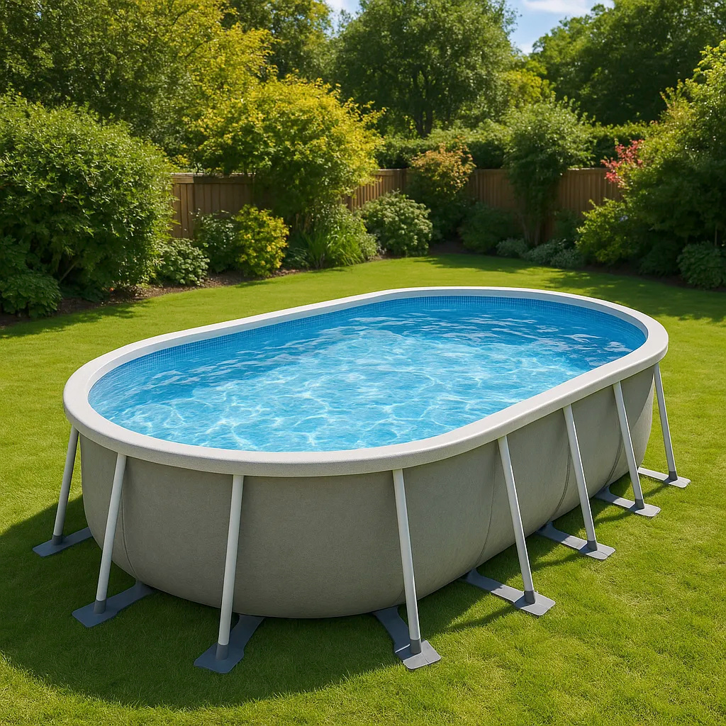piscina tubular ovalada, piscina desmontable ovalada gris piedra, gris piedra, metal y PVC, jardín y exteriores, 488x305x107 cm yzEZgsD615Kq