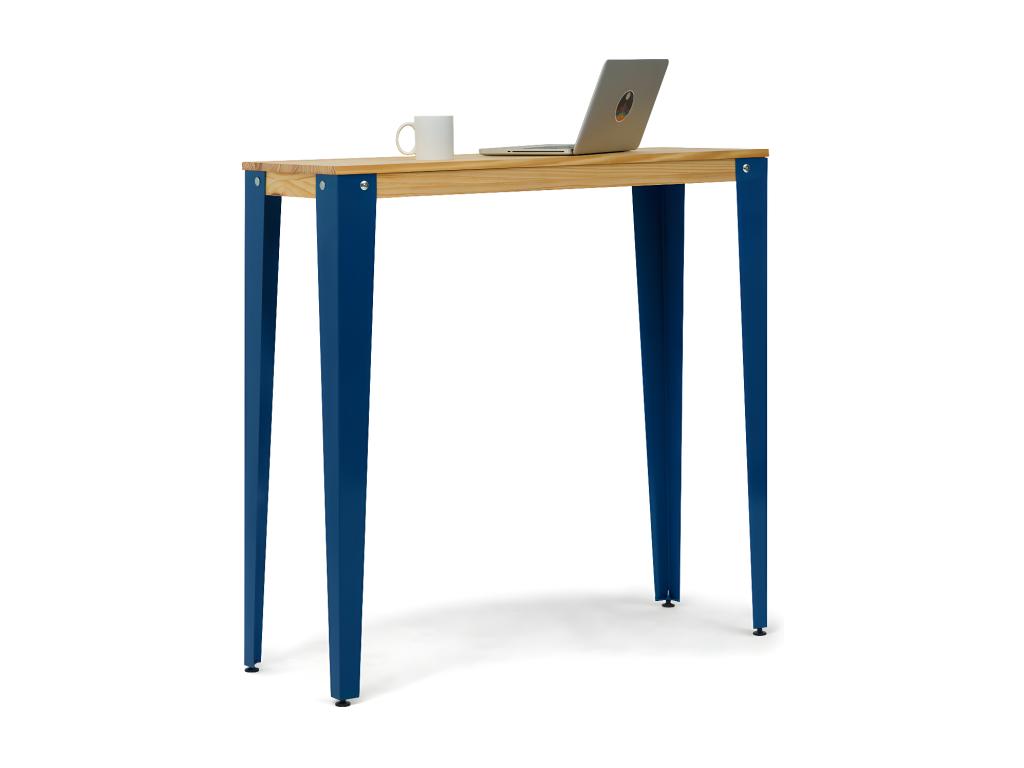 Mesa Lunds Alta 39x110x110cm Azul en madera maciza de pino acabado natural estilo nórdico Industrial Box Furniture