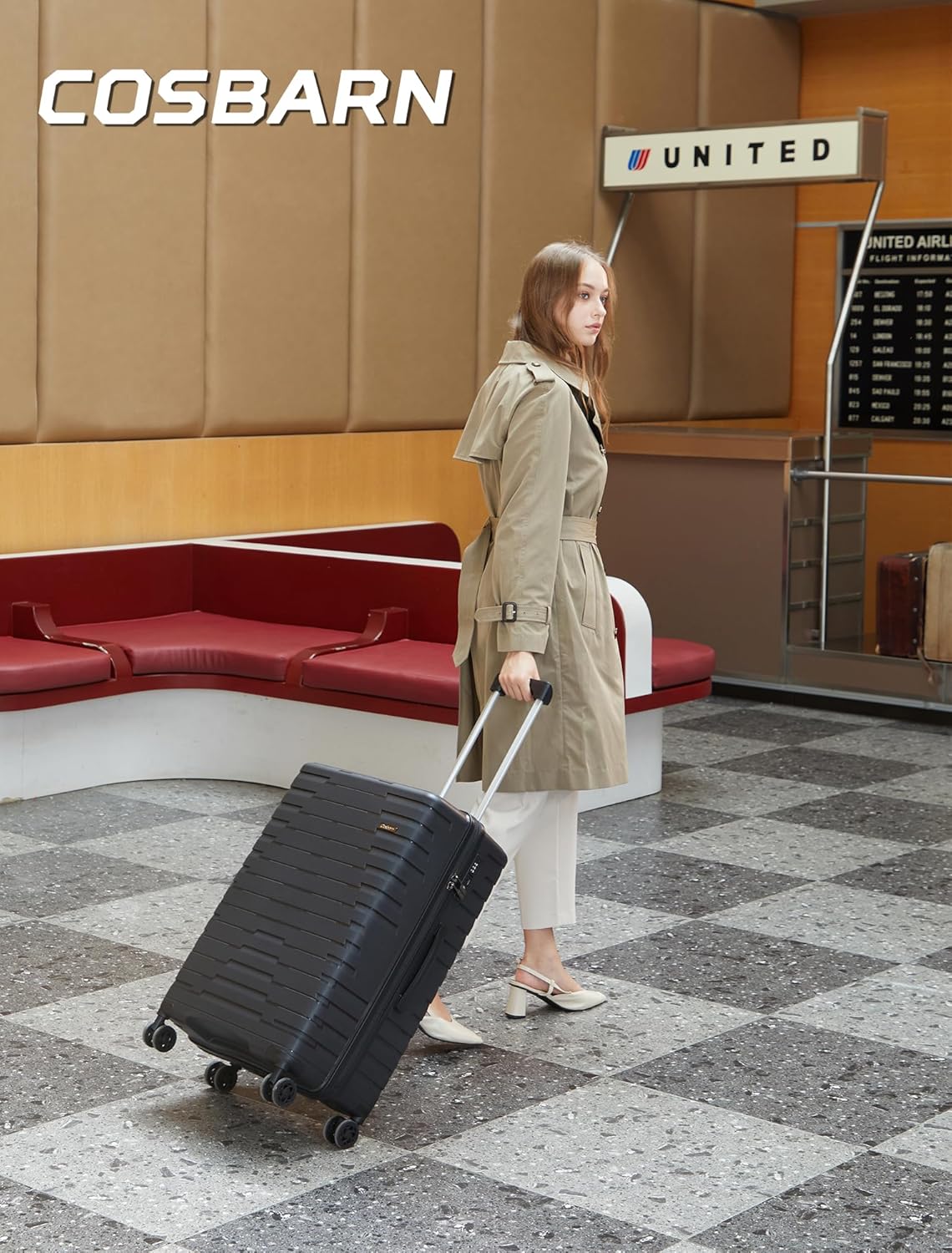 5-piece luggage set with wheels, ABS hardshell suitcase with spinner wheels