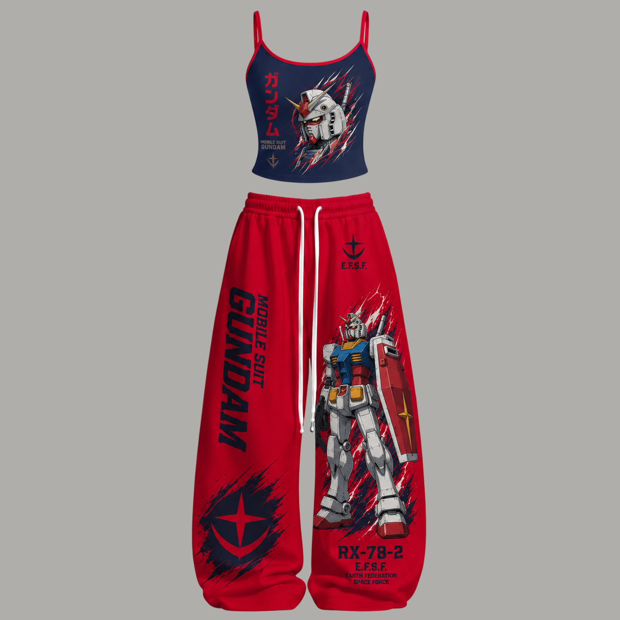 Gundam Top & Elasticated Trousers Two-Piece Set