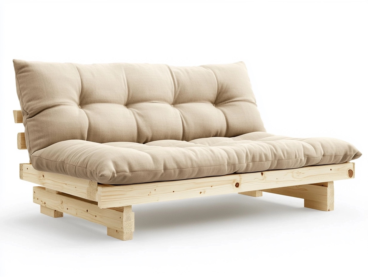 Sofá Futón Beige de Madera Maciza para Sala Moderna 180x90 cm Multifuncional VZ8730400