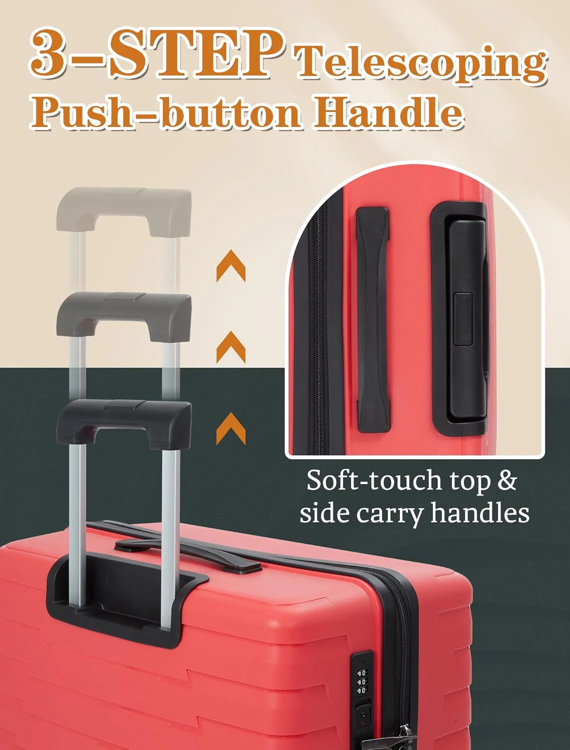 5-piece luggage set with wheels, ABS hardshell suitcase with spinner wheels