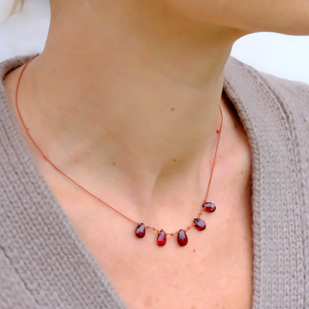 Ivarene - Collier 5 gouttes - Grenat