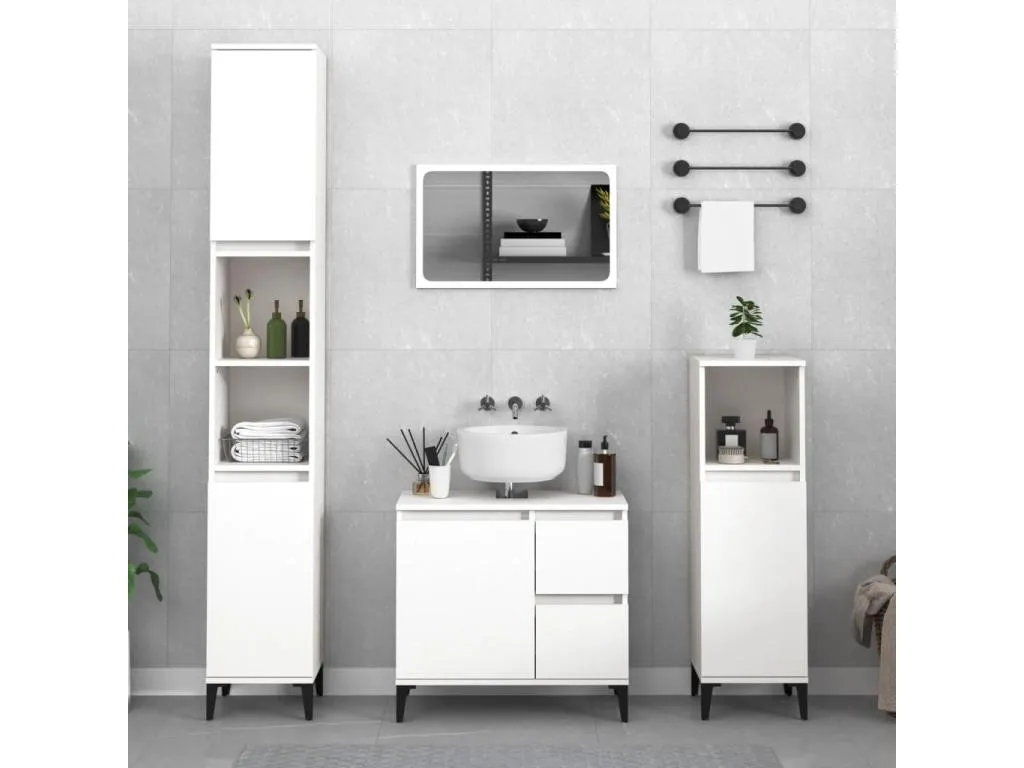 Armario de baño Hogarve contrachapada blanco 30x30x190 cm brfv53309