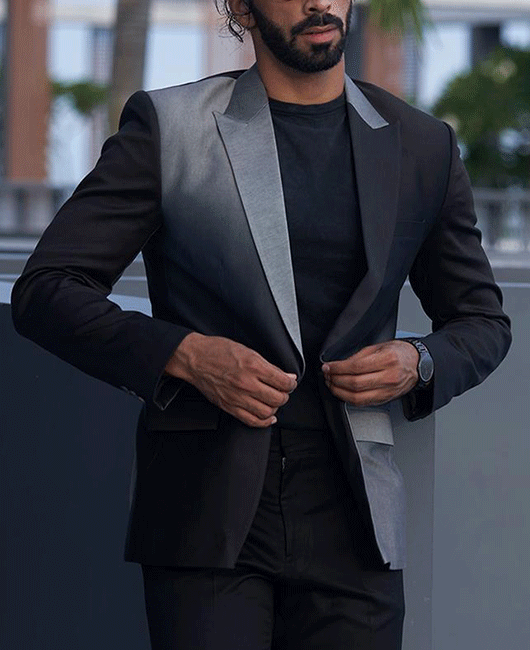 Fashion Ombre Print Lapel Collar One Button Blazer