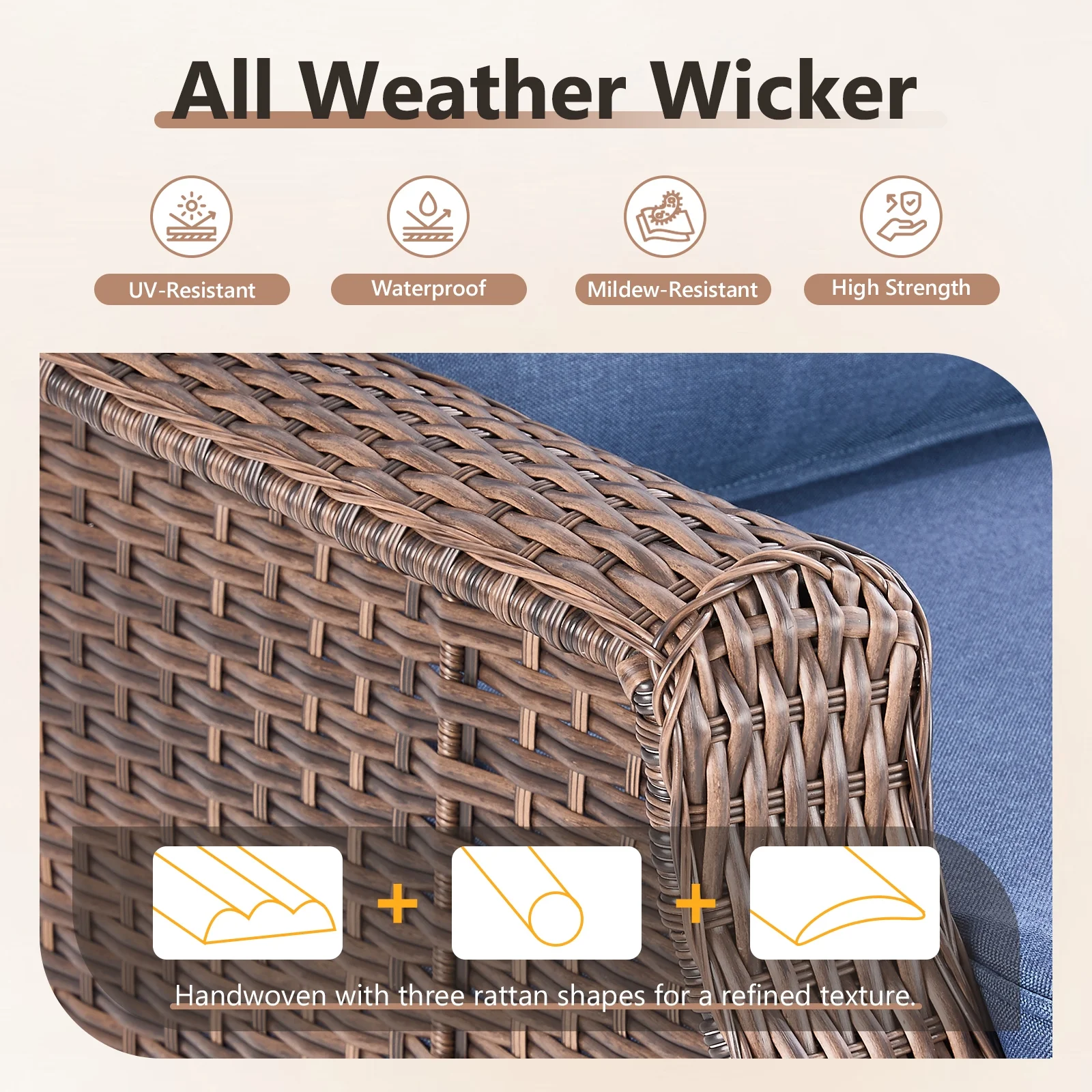 Bellefurn Outdoor Patio Furniture Set with Fire Pit and Swivel Rocker Chair,High-Back Wicker Outdoor Conversation Sets with 3 Seater Couch and Side Table Set for Porch,Deck,Garden - Image 26