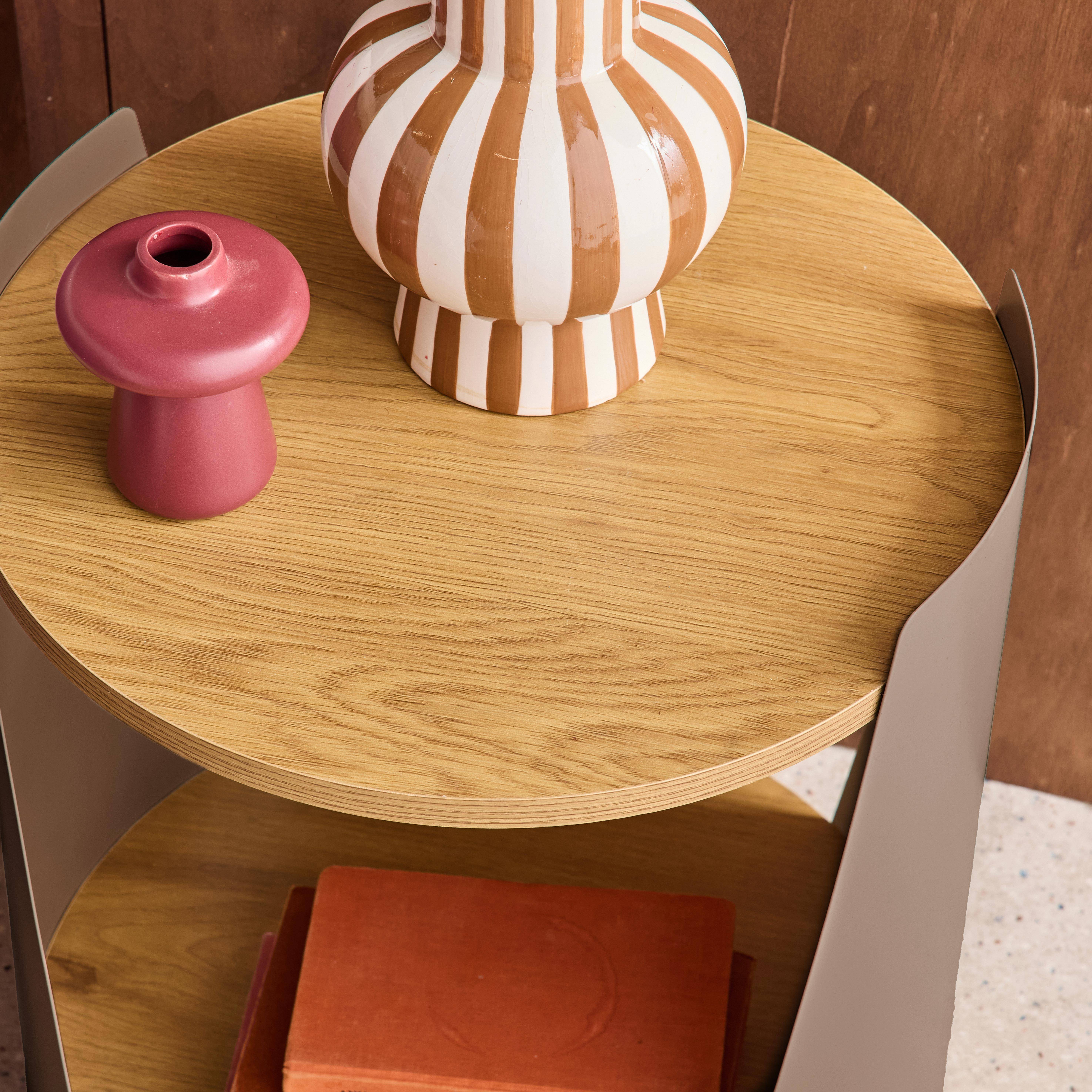 Molto - Mesa auxiliar de metal y efecto madera, curvado con ruedas