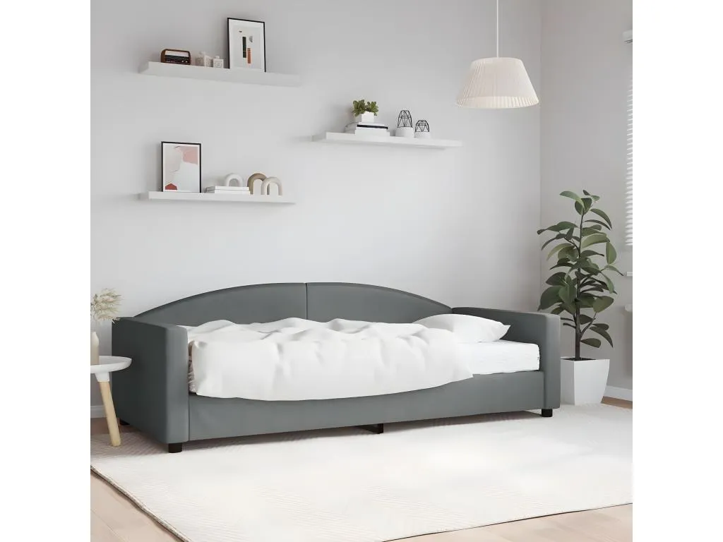 Sofá cama con colchón tela gris oscuro 90x200 cm uylx71613